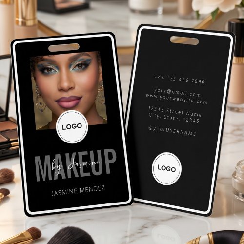 Glamorous Makeup Artist Black White Photo Lanyard  Badge