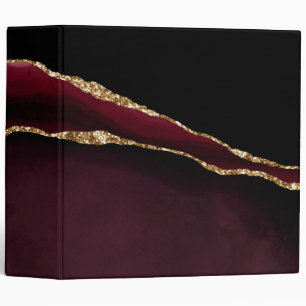 Glamorous Marble Agate Chic Black Purple Gold 3 Ring Binder