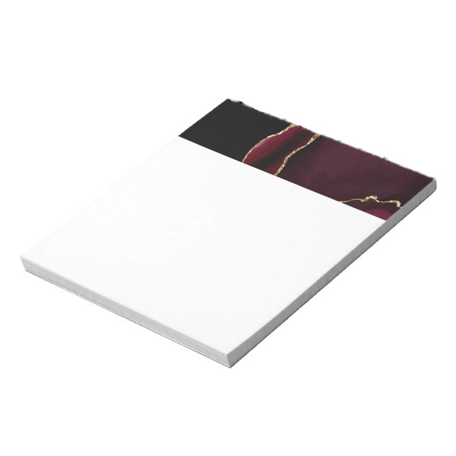 Glamorous Marble Agate Chic Black Purple Gold Notepad (Rotated)