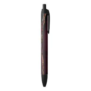 Glamorous Marble Agate Chic Black Purple Gold Pen