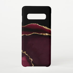 Glamorous Marble Agate Chic Black Purple Gold Samsung Galaxy S10 Case
