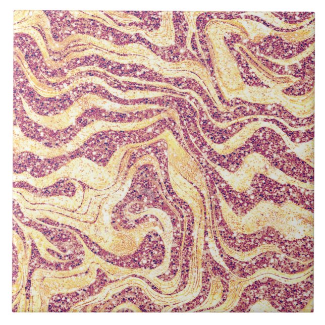    Glamorous Marbly Blush Pink & Rose Gold Glitter Ceramic Tile (Front)