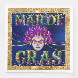 Glamorous Masquerade Mardi Gras Party Paper Dinner Napkins
