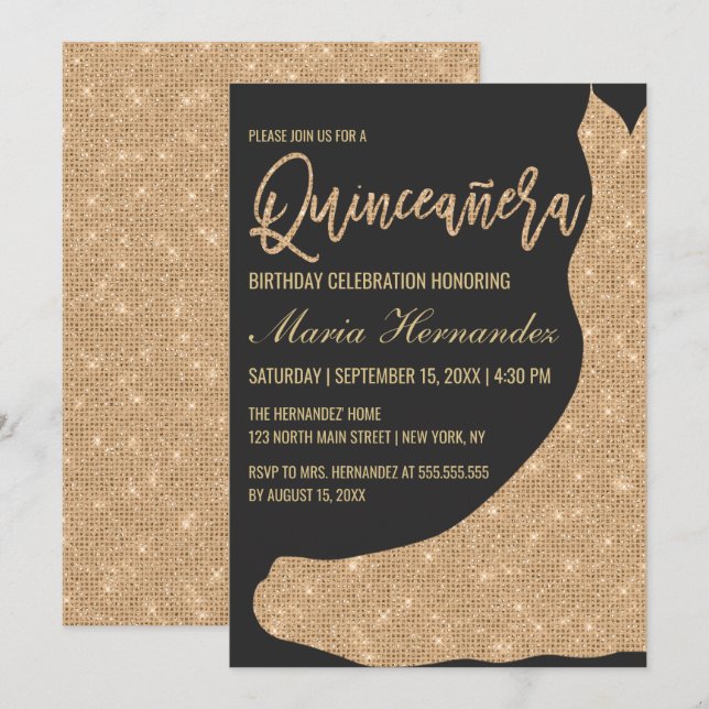 Glamorous Mermaid Dress Elegant Luxury Quinceañera Invitation (Front/Back)
