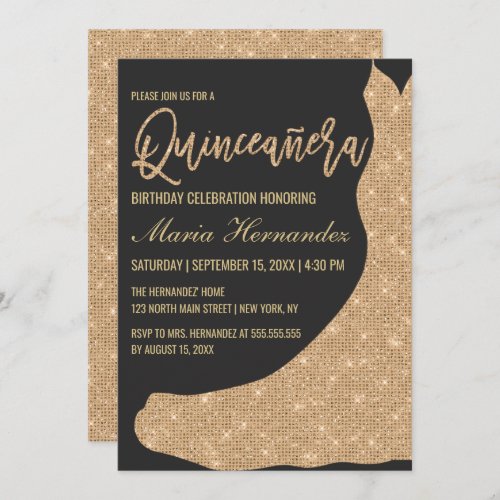 Glamorous Mermaid Dress Elegant Luxury Quinceaera Invitation