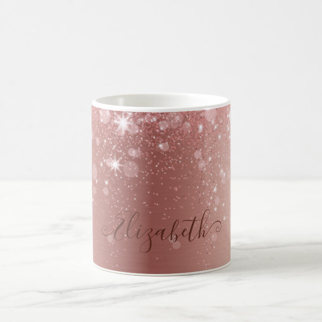 Glamorous Metallic Brushed Rose Gold Glitter Coffee Mug (Center)