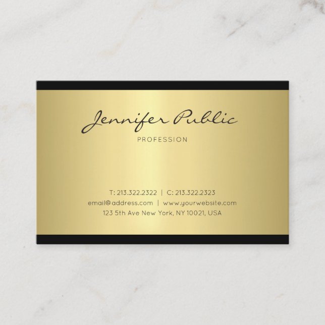 Glamorous Minimalistic Design Gold Trendy Luxury Business Card (Front)