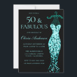 Glamorous Mint Teal Dress Fabulous 50th Birthday Invitation<br><div class="desc">Glamorous Mint Teal Dress Fabulous 50th Birthday Invitation
Variations to the invitation and matching items in our store
Also available as a digital invitation</div>