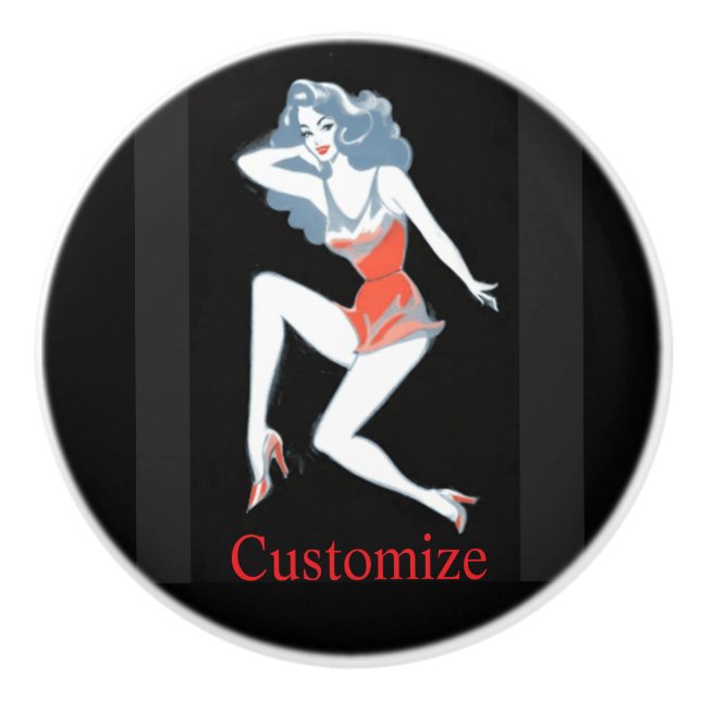 Glamorous Model Posing Thunder_Cove Ceramic Knob (Front)
