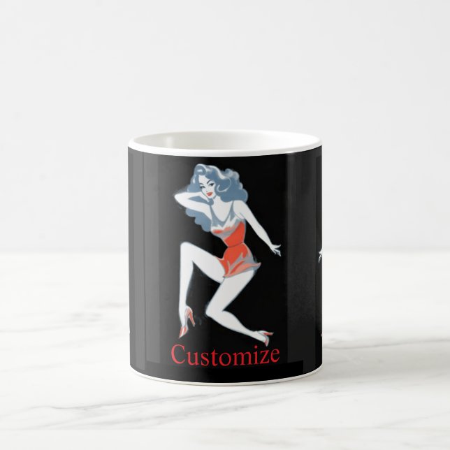 Glamorous Model Posing Thunder_Cove Coffee Mug (Center)