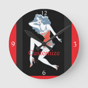 Glamorous Model Posing Thunder_Cove Round Clock