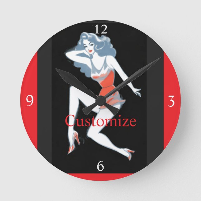 Glamorous Model Posing Thunder_Cove Round Clock (Front)
