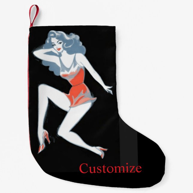 Glamorous Model Posing Thunder_Cove Small Christmas Stocking (Front)