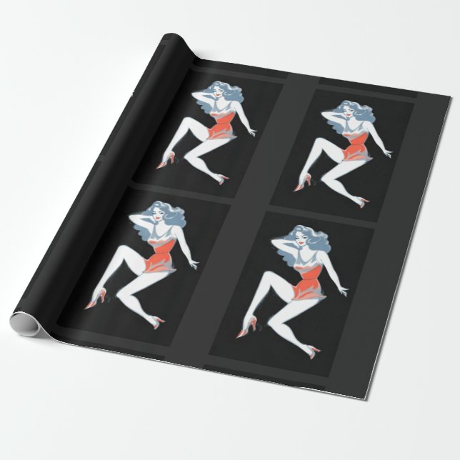 Glamorous Model Posing Thunder_Cove Wrapping Paper (Unrolled)