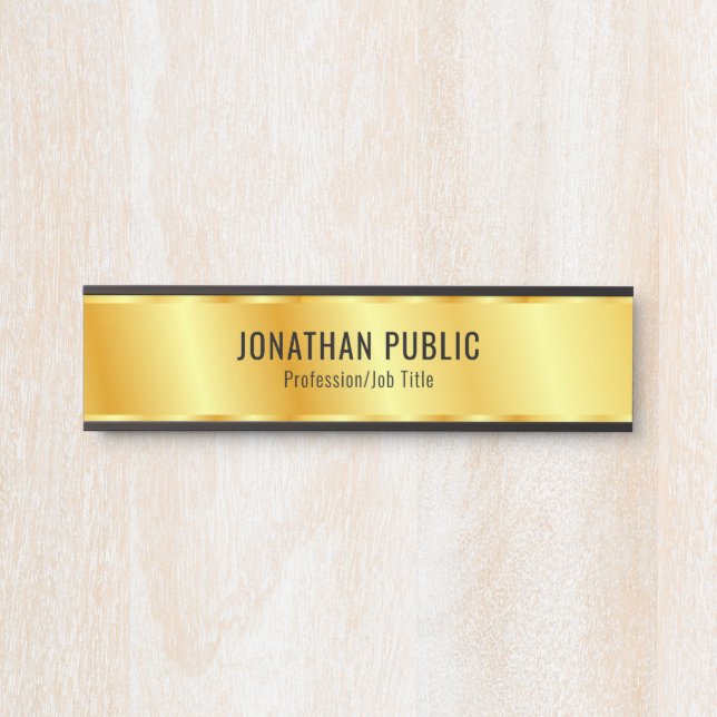 Glamorous Modern Black And Gold Template Door Sign (Front)