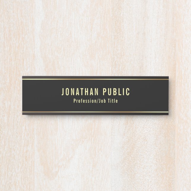 Glamorous Modern Black And Gold Template Door Sign (Front)