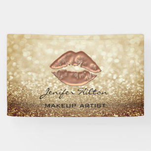 Glamorous modern chic faux glittery rosegold lips banner