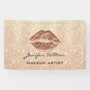 Glamorous modern chic faux glittery rosegold lips banner