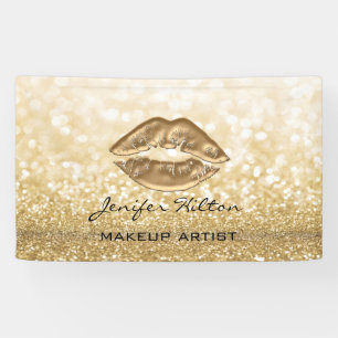 Glamorous modern chic faux gold lips glittery banner