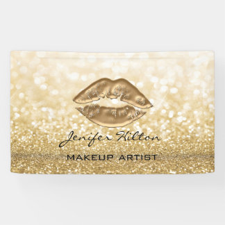 Glamorous modern chic faux gold lips glittery banner