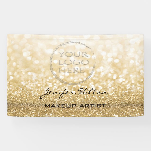 Glamorous modern chic gold glittery custom logo banner (Horizontal)