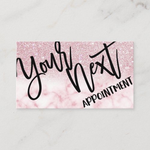 Glamorous Modern Chic Pink Glitter Marble Ombre Appointment Card