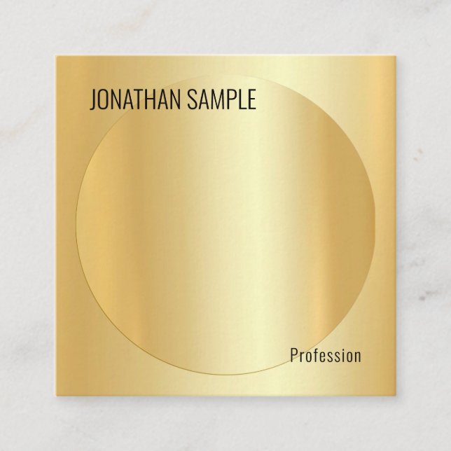 Glamorous Modern Elegant Design Faux Gold Template Square Business Card (Front)