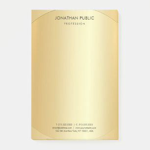 Glamorous Modern Minimalist Custom Gold Look Post-it Notes