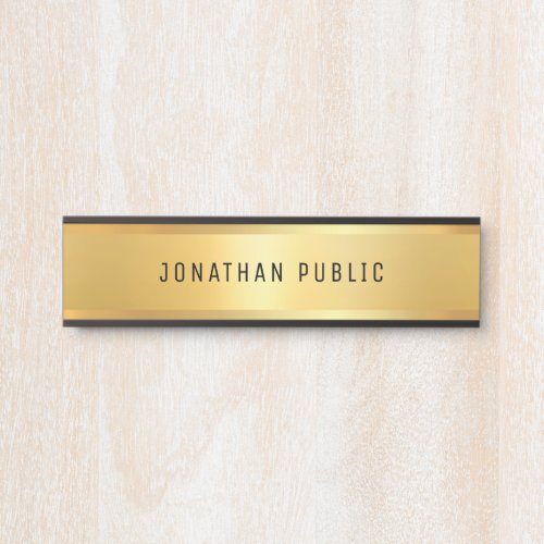 Glamorous Modern Template Trendy Black And Gold Door Sign