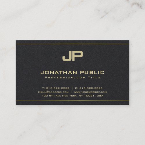 Glamorous Monogram Plain Premium Black Luxury Business Card