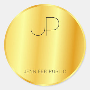 Glamorous Monogrammed Template Faux Gold Classic Round Sticker