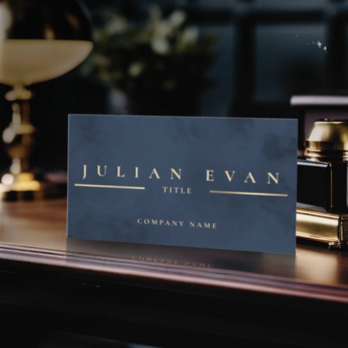 Glamorous Navy Blue Gold Professional Business Card