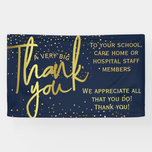 Glamorous Navy Gold Very Big Thank You Banner