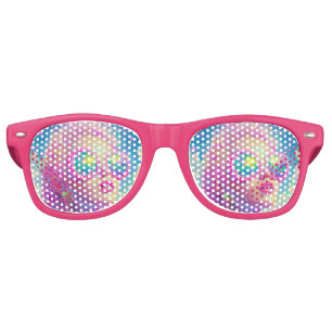 Glamorous Neon Woman with Sparkling Glasses