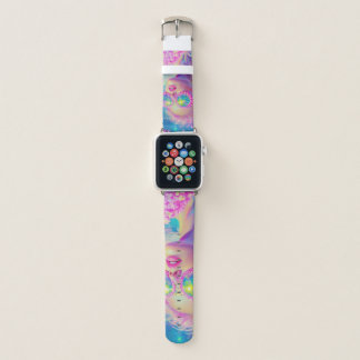 Glamorous Neon Woman with Sparkling Glasses Apple Watch Band
