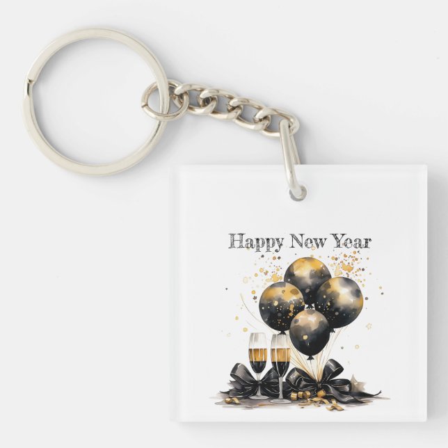 🍾🎉 Glamorous New Year's Eve Party Plates 🥂✨ Keychain (Front)