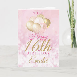 Glamorous Niece 16th Birthday Balloon Card