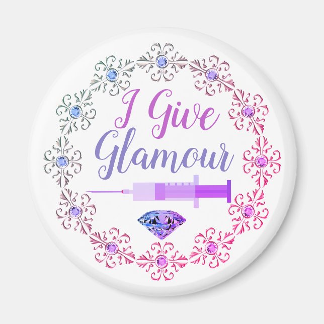 Glamorous nurse shot cute funny medical purple  magnet (Front)