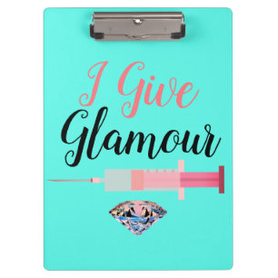 Glamorous nurse shot cute funny turquoise pink clipboard