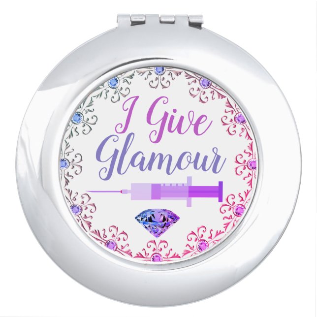 Glamorous nurse shot girly purple pink compact mirror (Front)