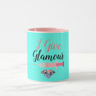 Glamorous nurse syringe medical cute fun pink teal mug