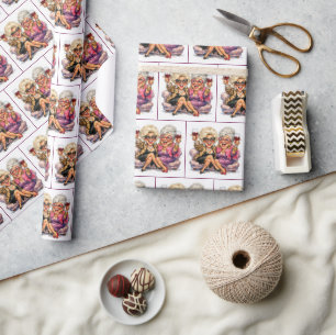 Glamorous Old Ladies With Red Wine Wrapping Paper