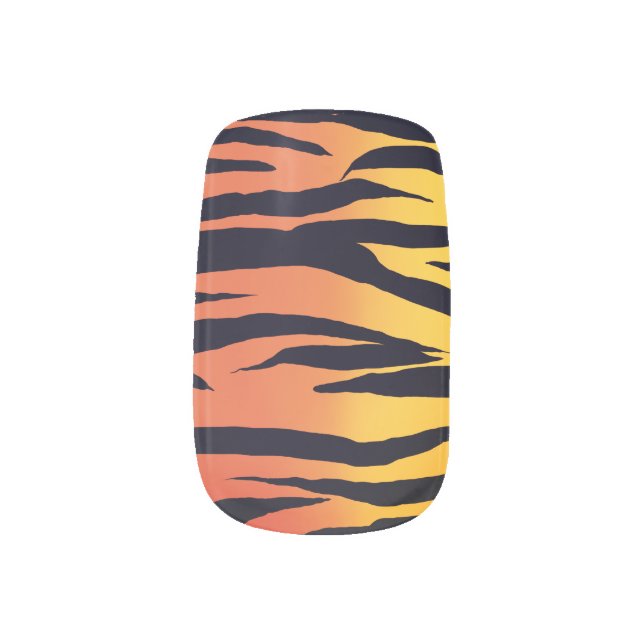 Glamorous Ombre Orange and Yellow Tiger Print Minx Nail Art (Left Thumb)