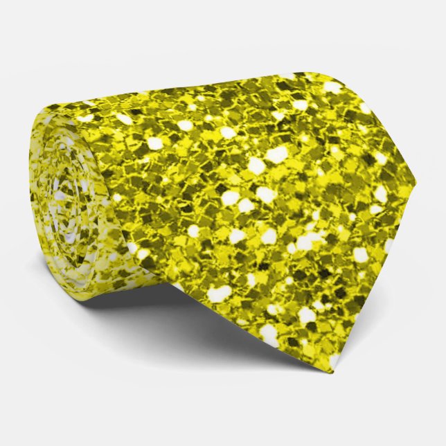Glamorous Ombre Yellow Green Glitter Party  Neck Tie (Rolled)