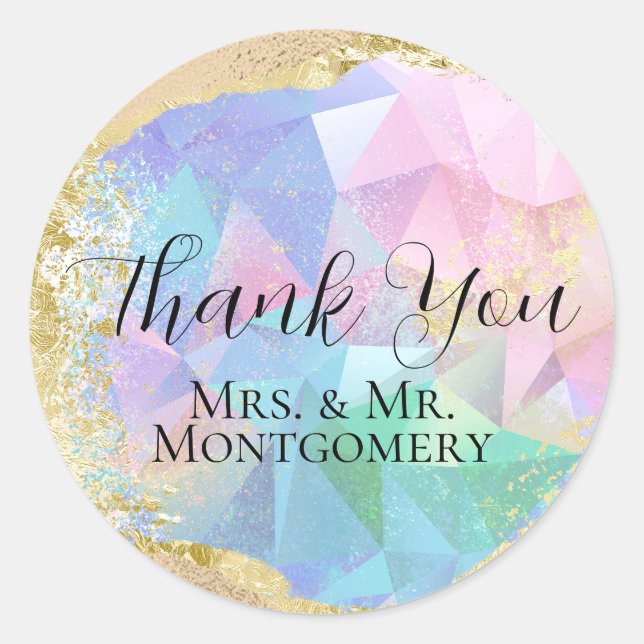 Glamorous Opal Gemstone with Gold Classic Round Sticker (Front)