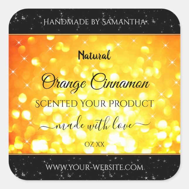 Glamorous Orange Sparkling Glitter Product Labels (Front)