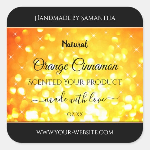 Glamorous Orange Sparkling Glitter Product Labels