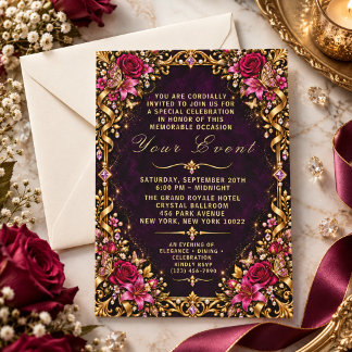 Glamorous Ornate Floral Frame Special Occasion Invitation