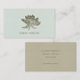GLAMOROUS PALE BLUE GOLD LOTUS FLORAL ADDRESS BUSINESS CARD