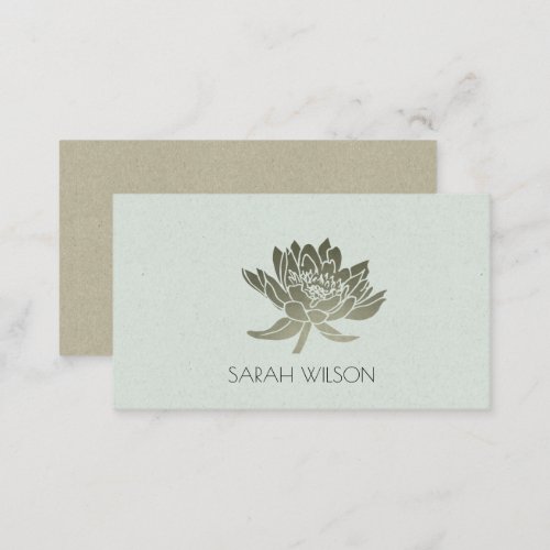 GLAMOROUS PALE  BLUE GOLD LOTUS FLORAL  ADDRESS BUSINESS CARD